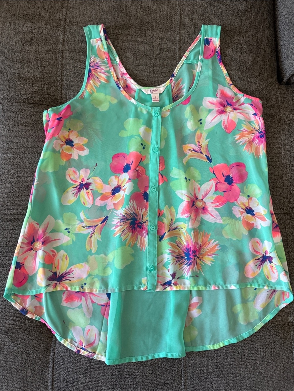 Candie's Tropical Floral Sleeveless Blouse